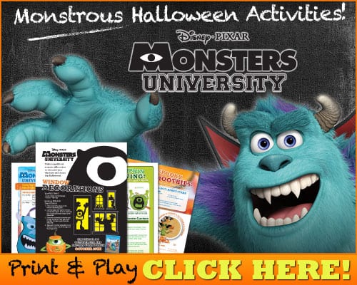 Monsters University Halloween Activties Printables