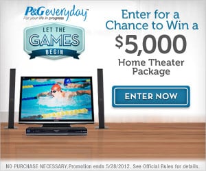 P&G – enter to win a $5,000 home theater prize package
