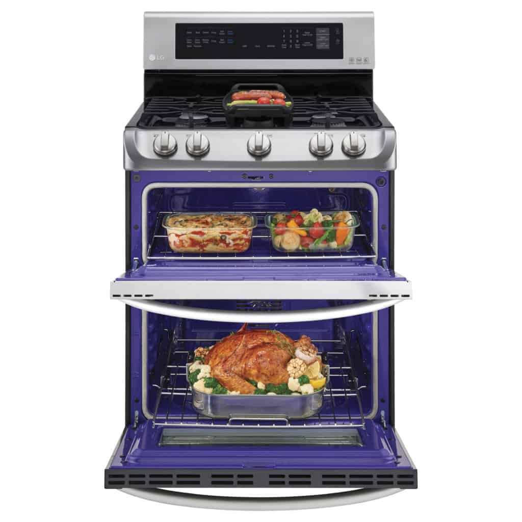 Prep for the Holidays LG ProBake Double Oven #ad ldg4315st-front-open-filled