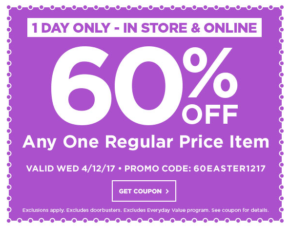 Micheals 60% Off One Regular Prices Item – **HOT** ONE DAY ONLY 4/12 Micheals 60% Off One Regular Prices Item – **HOT** ONE DAY ONLY 4/12