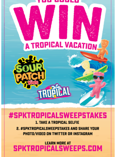 Enter the SOUR PATCH Kids Tropical Vacation Sweepstakes for a chance to win a trip for four to Hawaii! #ad #spktropicalsweepstakes