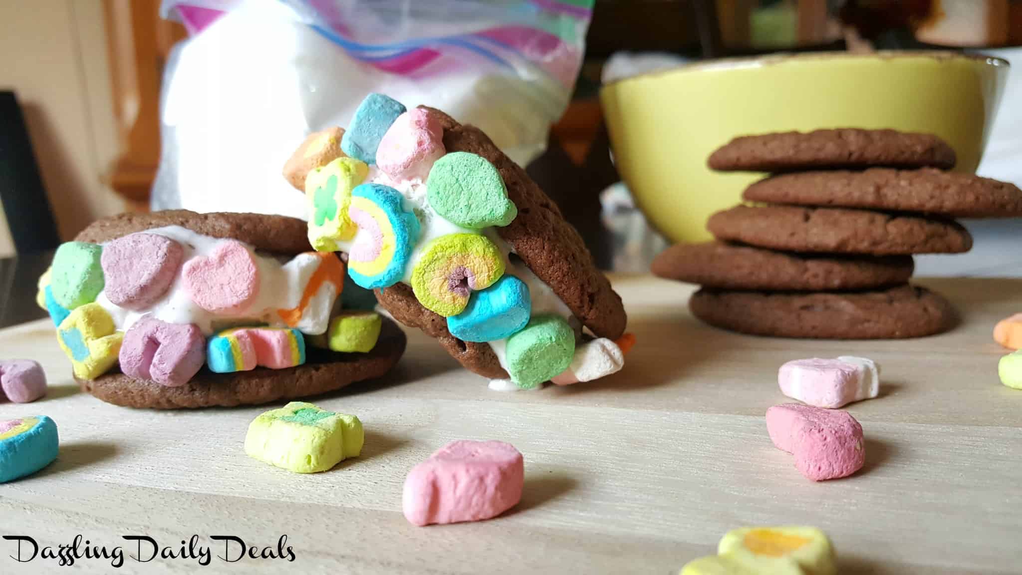 Lucky Charms Marshmallow Ice Cream Sandwiches #LuckyCharms #AD