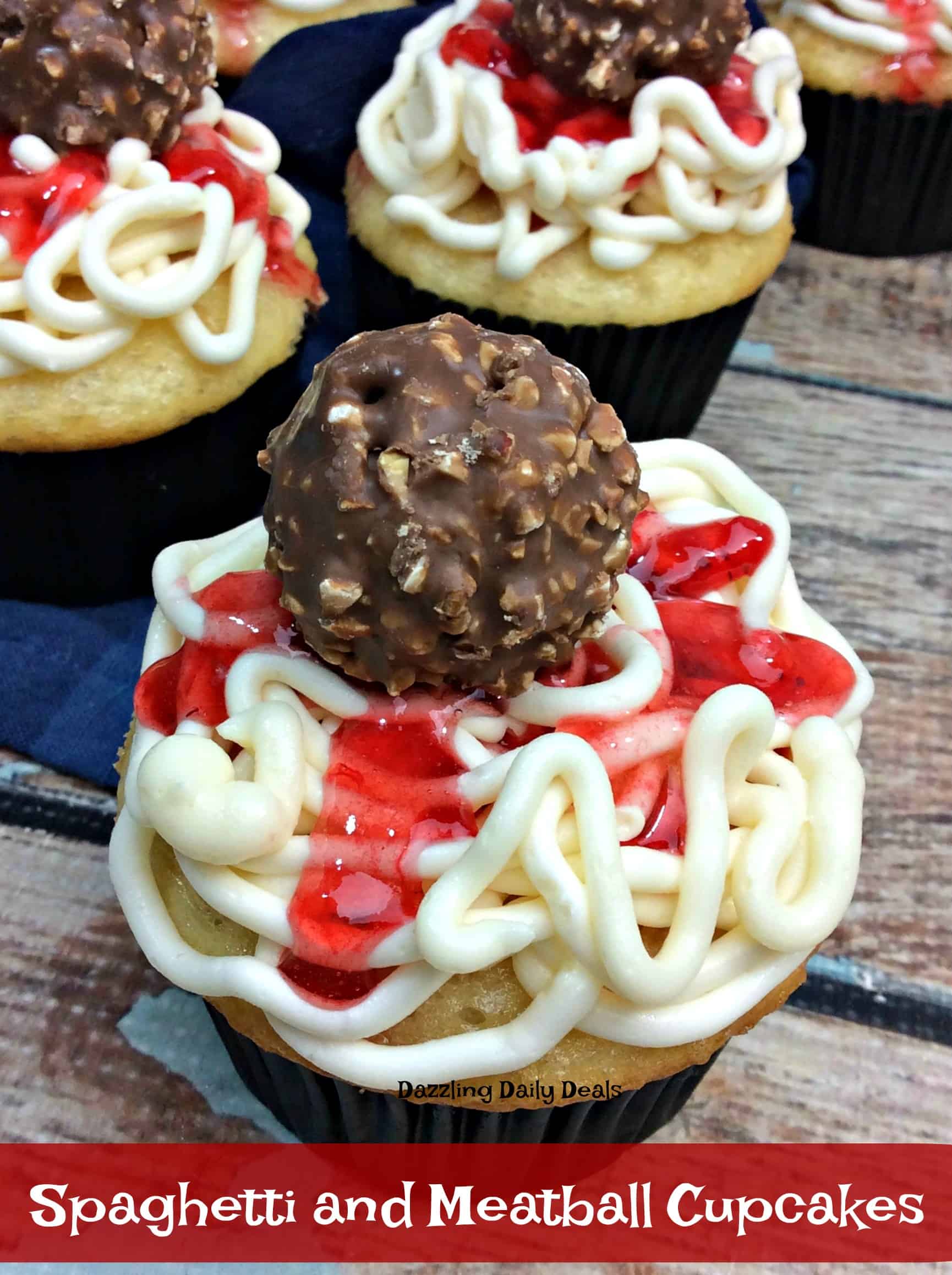 Spaghetti and Meatball Cupcakes