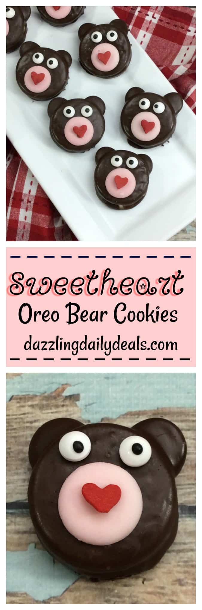 Easy Valentines Sweetheart Oreo Bear Cookies #recipe Oreo Bear Cookies