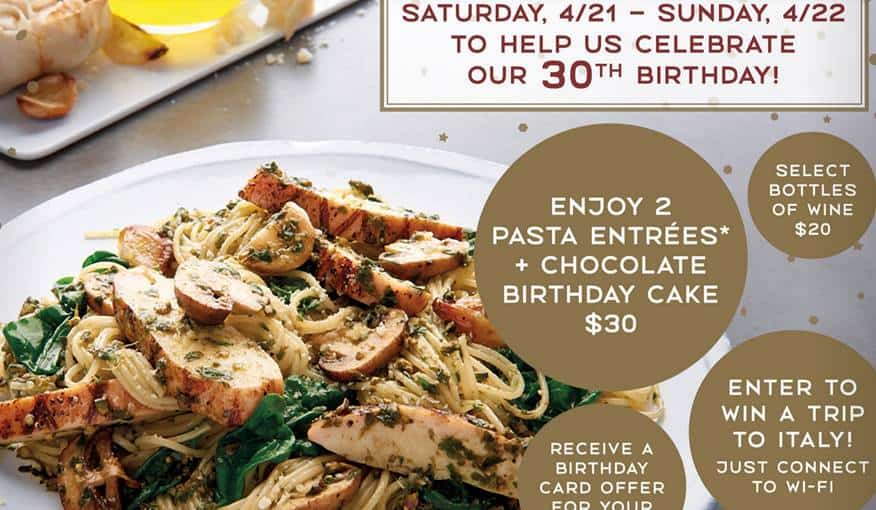 Macaroni Grill’s 30th Birthday Deals Macaroni Grill’s 30th Birthday Deals