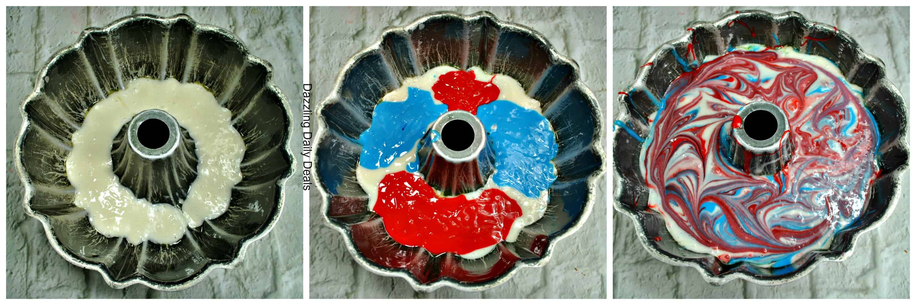 Easy Patriotic Bundt Cake Recipe patriotic bundt cake process