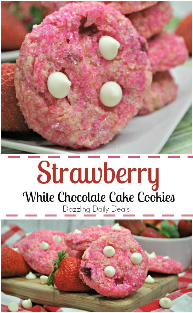 Strawberry Cake Cookies With White Chocolate #Recipe