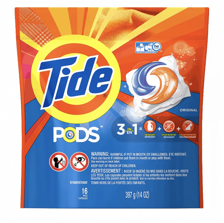 STOCK UP- WALGREENS – 16-COUNT TIDE PODS LAUNDRY DETERGENT PACS ONLY $1.24
