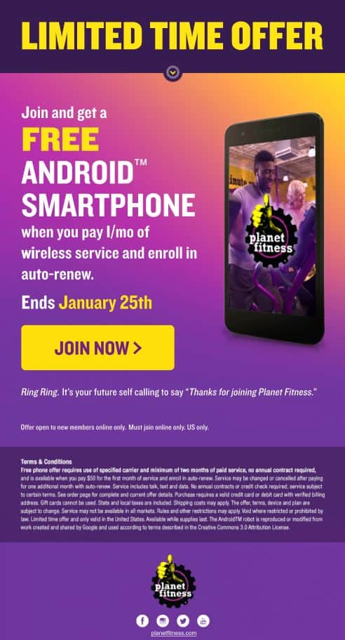 HOT DEALS ALERT – GET A FREE LG SMARTPHONE When You JOIN PLANET FITNESS® – #FreePhone #planetfitnesspromo Planet Fitness phone deal