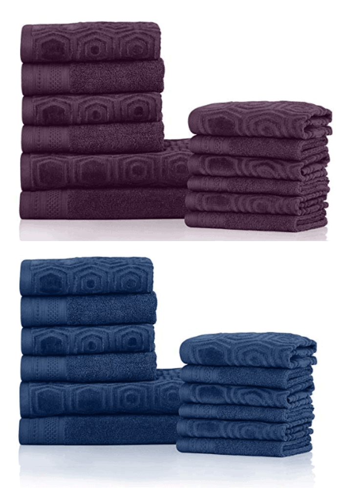 GREAT DEAL on 12pc Set of 100% Cotton Towels – 10 Color Options!