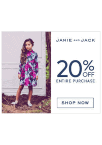Janie and Jack: Up To 70% Off Select Styles + 20% Off Entire Purchase! Janie and Jack: Up To 70% Off Select Styles + 20% Off Entire Purchase!