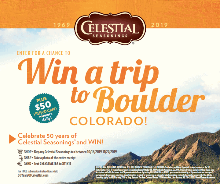 WIN A Trip To  Boulder Colorado From Celestial Seasonings #ad #50yearsofcelestial #celestialseasonings