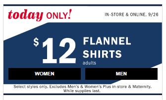One Day Only Flannel Sale At Old Navy