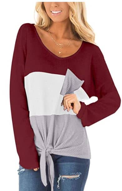 Women Waffle-Knit Shirts Tops – 45% off