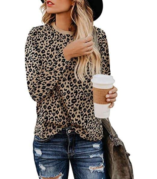 Women Leopard Print Shirts Basic Tunics