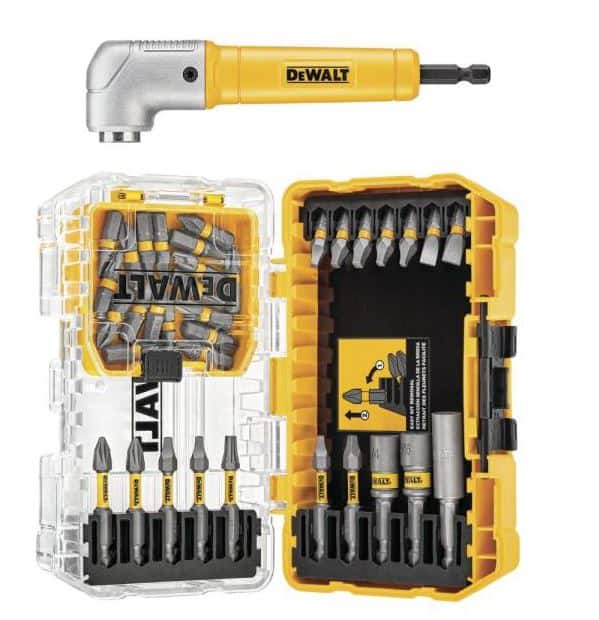 Steel Drill and Driver Bit Set with Right Angle Adapter and Tough System Case (35-Piece) – $14.88