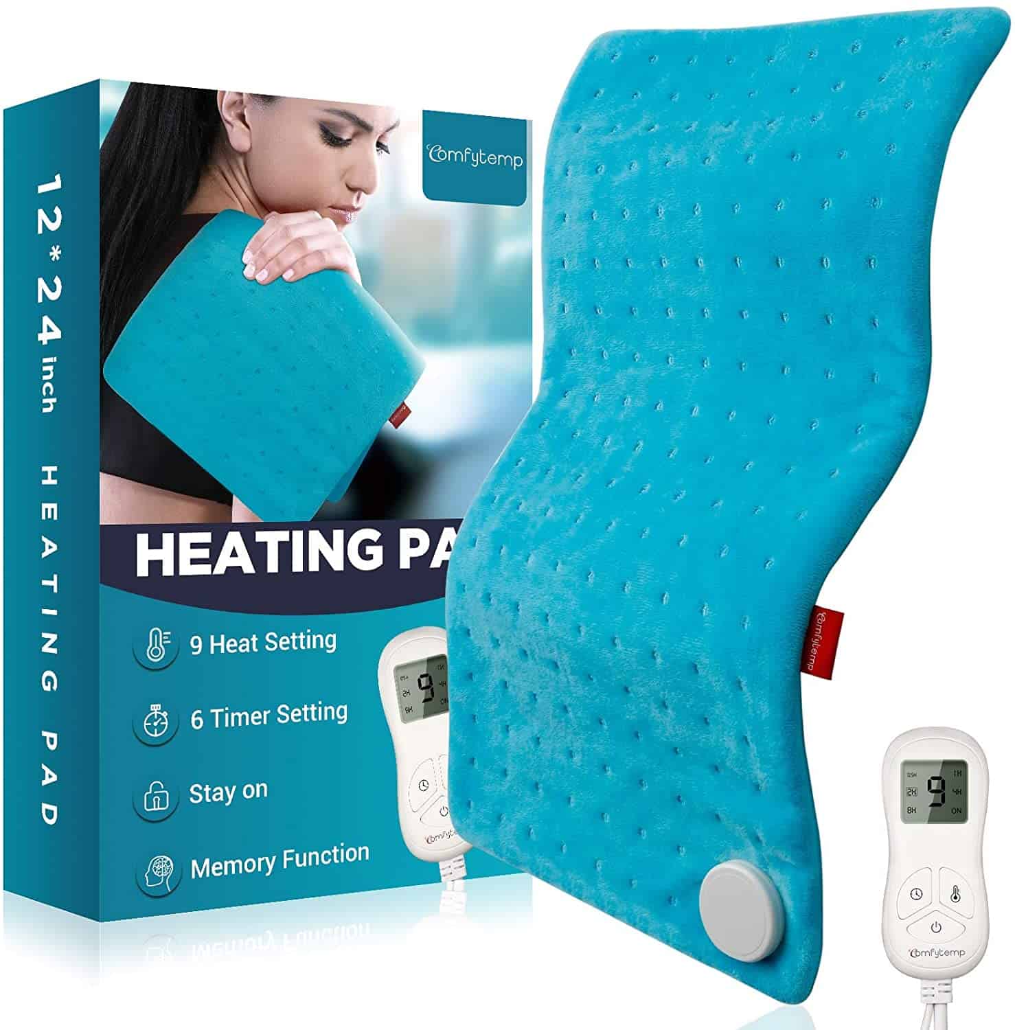 Large Electric Heat Pad with 9 Heat Setting, Stay On, 5 Auto-Off, Ultra-Soft – ONLY $15.59